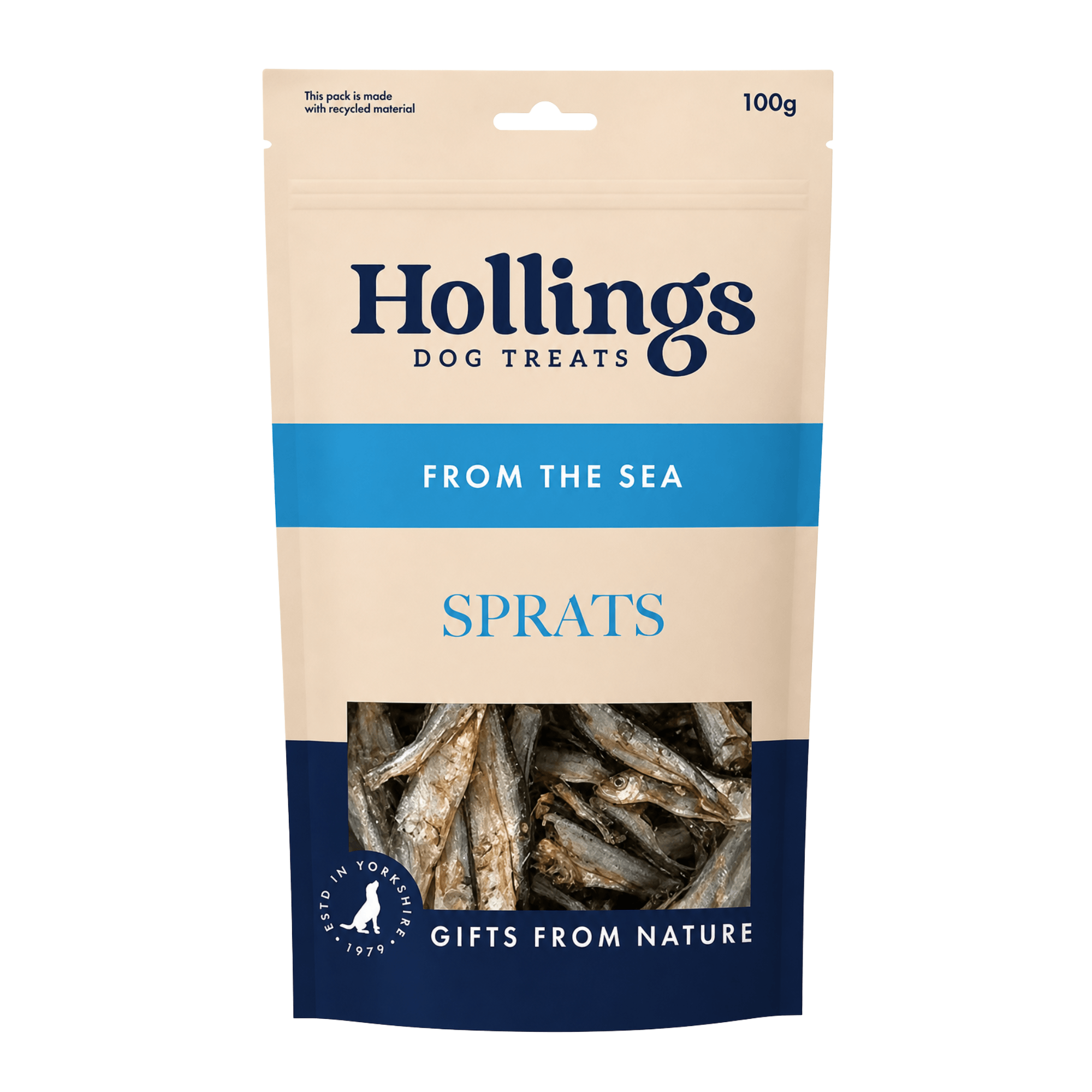 One 100g Pouch of Hollings Dog Treats - From the sea - Sprats